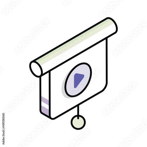 Trendy isometric outline icon of online video lecture