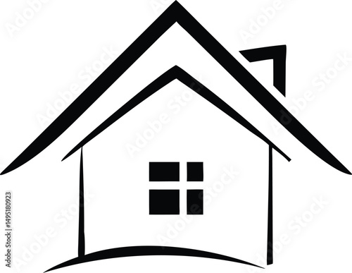 Simple stylized house silhouette logo design with basic roof and walls