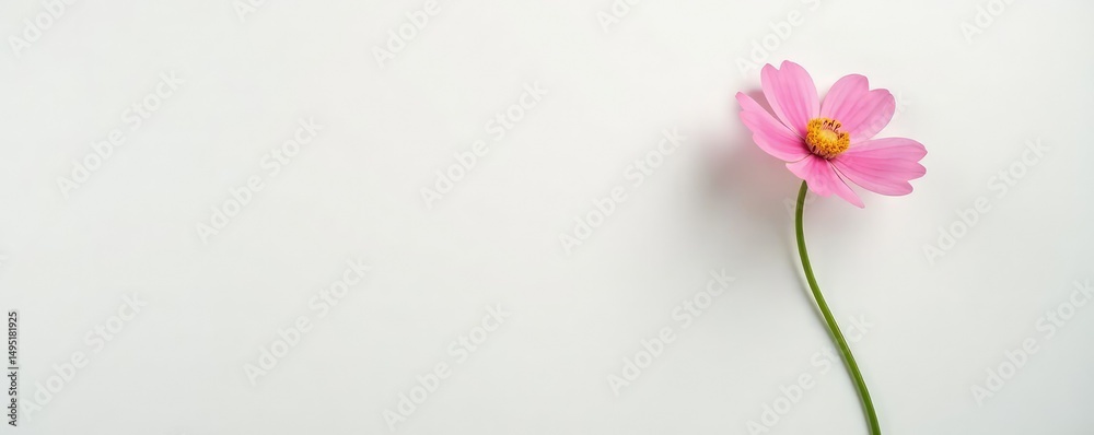 Naklejka premium Single stem flower on white background with soft focus, white, background