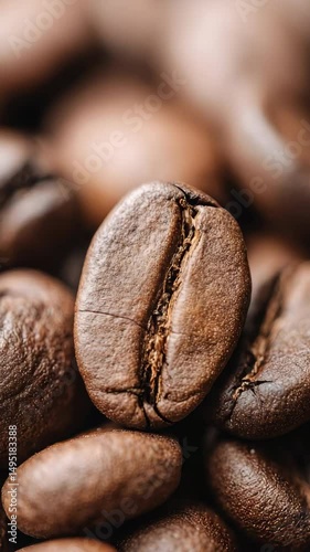 Close Up of Fresh Roasted Coffee Beans Brown Richness, vertical video
