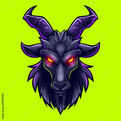 Esports logo featuring a fierce goat head design with glowing eyes, perfect for gaming and competitive events