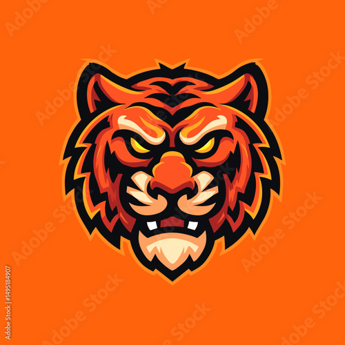 Dynamic esports logo featuring a fierce tiger face, designed for competitive gaming teams or events