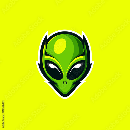 Unique green alien logo suitable for esports teams, showcasing creativity and competitive spirit in gaming