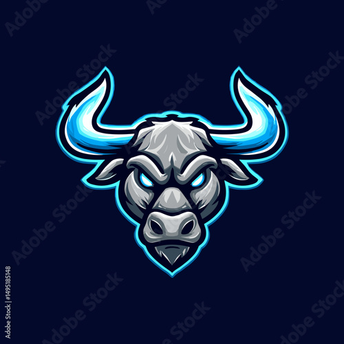 Powerful bull logo representing an esports team with fierce design and bold colors suitable for gaming identity