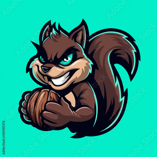 Dynamic esports logo featuring a fierce squirrel character with a determined expression and baseball in its paws