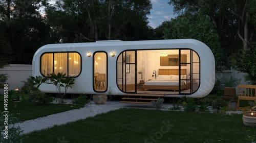 Modern Capsule Home Design: Luxury Tiny House in Backyard Oasis