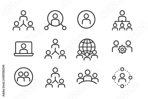 Modern vector illustration of diverse people icons representing teamwork, networking, and collaboration in a digital environment