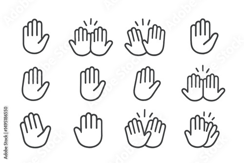 Fun collection of modern vector hand illustrations for various expressions of greetings and applause