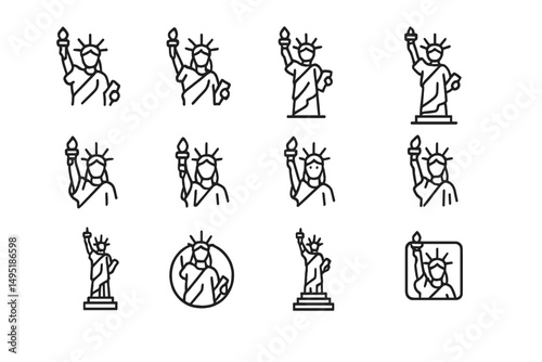 Creative vector illustrations of a famous statue showcasing various designs and perspectives