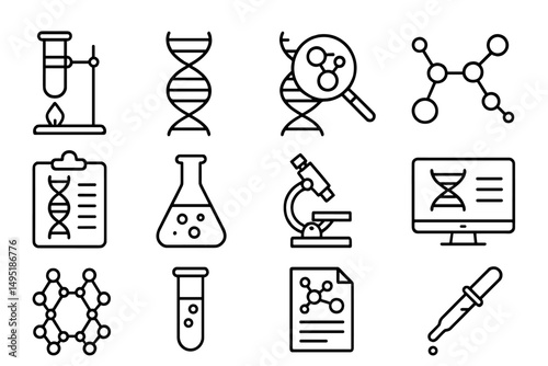 Illustration showcasing various scientific tools and concepts related to biology and chemistry in a modern style