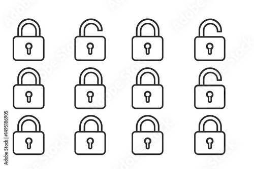 Modern vector illustration of locks depicting security and privacy concepts in a minimalist design