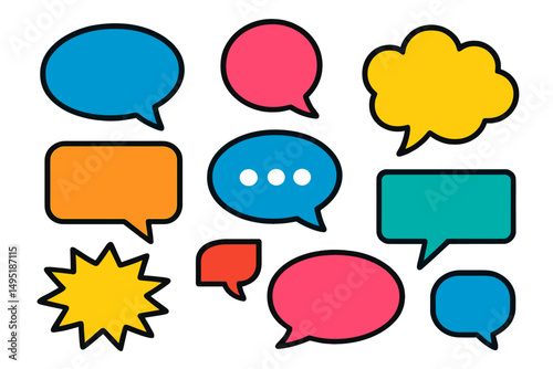 Colorful vector speech bubbles and dialogue boxes in various shapes and sizes for modern design communication