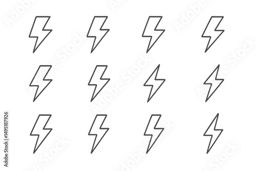 Minimalist vector illustration of lightning bolts in a repetitive pattern showcasing modern design elements