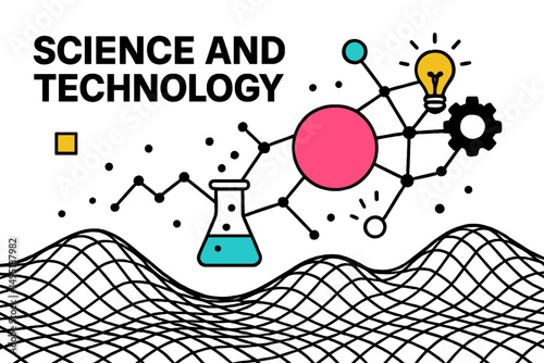 Modern vector illustration showcasing the concepts of science and technology with vibrant colors and engaging designs for educational purposes