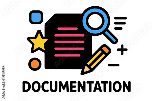 Modern vector illustration showcasing documentation tools with a focus on creativity and organization in a digital workspace