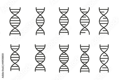 Modern vector illustration of various DNA helix patterns showcasing genetic diversity and scientific exploration