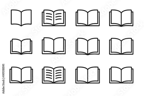 Vector illustration of open books arranged in a modern layout for educational or literary themes