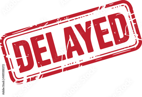 Delayed Rubber Stamp Vector Illustration with Original Brushes and Red Ink Text
