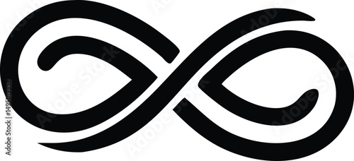 Simple monoline infinity symbol logo design in black with transparency