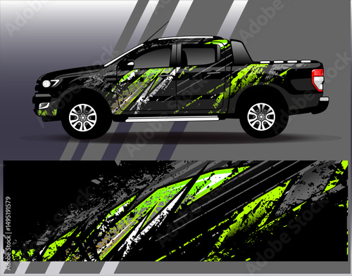Car wrap design vector. Graphic abstract stripe racing background designs for vehicle, rally, race, adventure and car racing livery