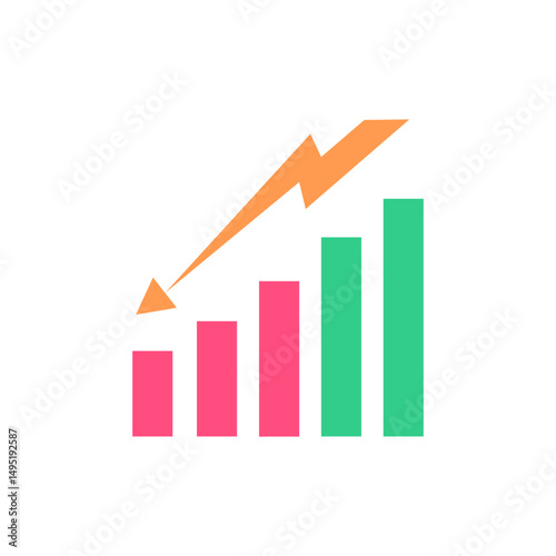 Energy sector decline with dynamic graphical chart illustration in bright colors