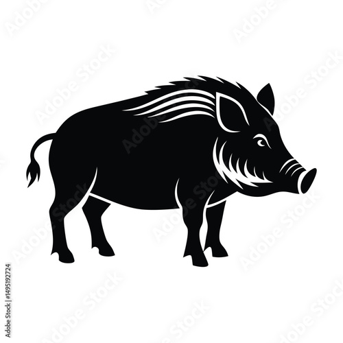 Silhouette of a warthog, boar silhouette vector clipart
