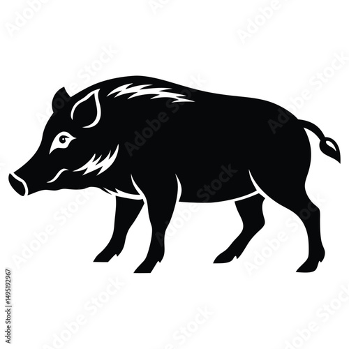 Silhouette of a warthog, boar silhouette vector clipart