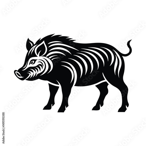 Silhouette of a warthog, boar silhouette vector clipart