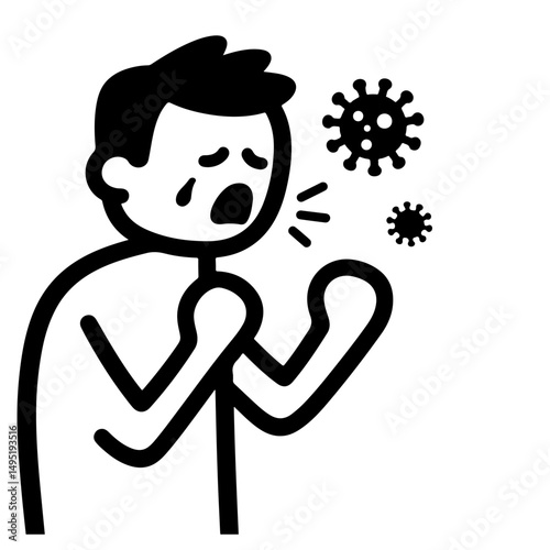 A person coughing, illustrating sickness and virus transmission.