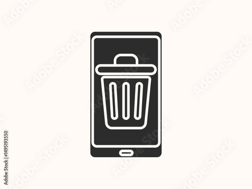 vector delete phone icon showing a phone with a trash bin or cross mark