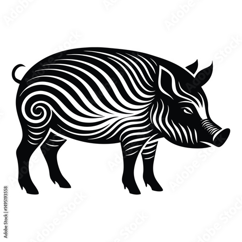 Silhouette of a warthog, boar silhouette vector clipart