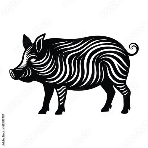 Silhouette of a warthog, boar silhouette vector clipart