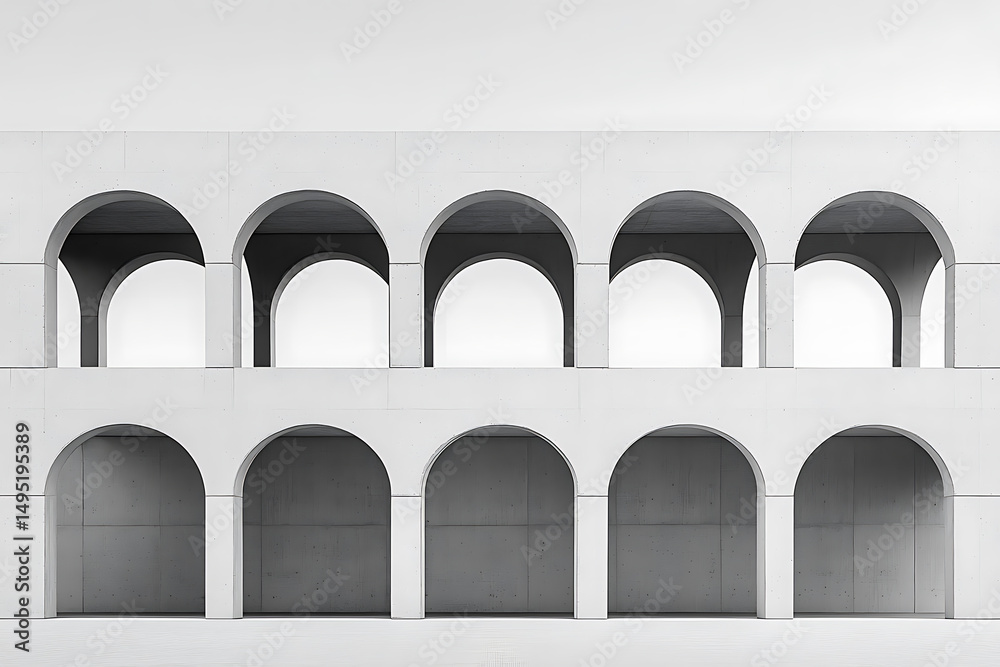 Fototapeta premium Architectural Elegance: Repetitive arches create a visually appealing structure, blending modern design with classic forms.