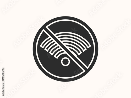 vector no WiFi icon featuring a crossed-out wireless signal