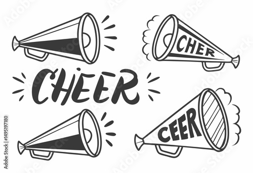 Vector illustration of a red megaphone with a loud sound announcement icon