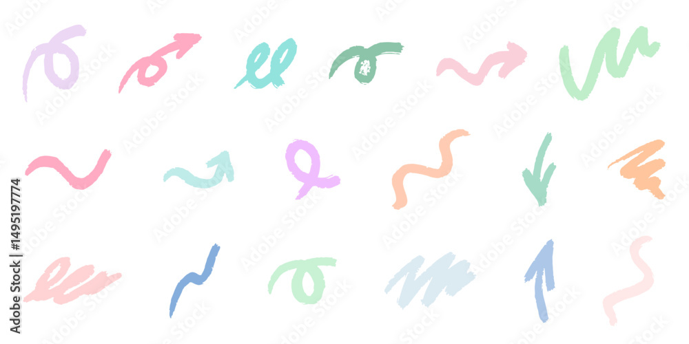 Chalk scribble paint brush arrow, oval, line set. Crayon handwritten arrow elements. Hand drawn scribble crayon color brush texture. Rough chalk vector illustration isolated on white background. Chalk scribble paint brush arrow, oval, line set. Crayon handwritten arrow elements. Hand drawn scribble crayon color brush texture. Rough chalk vector illustration isolated on white background.