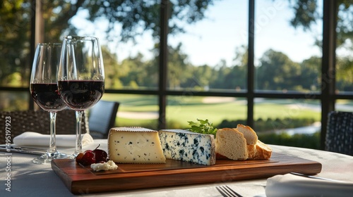 Gourmet Cheese and Wine Pairing with a Golf Course View