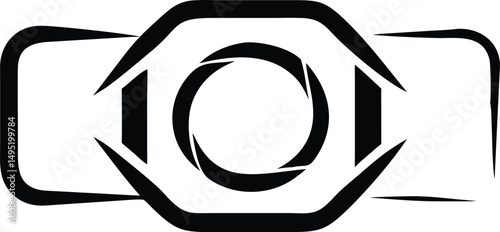 Minimalist camera lens icon silhouette for modern photography logo design