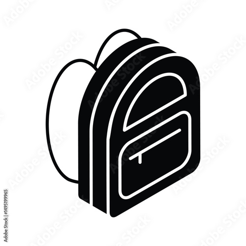 A premium isometric filled icon of student bag