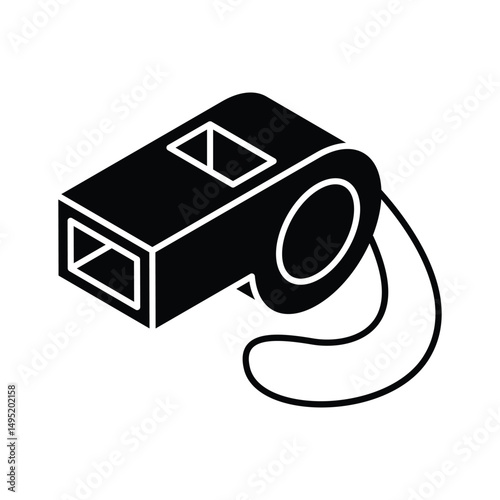 A well designed isometric icon showing referee whistle