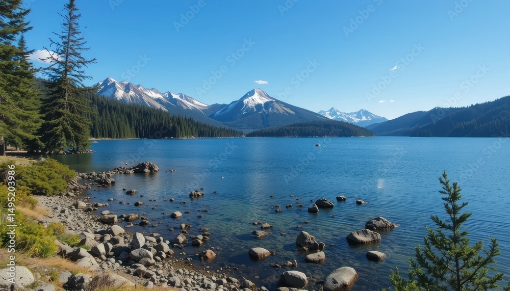 Obraz premium Serene Mountain Lake: A Breathtaking Panorama