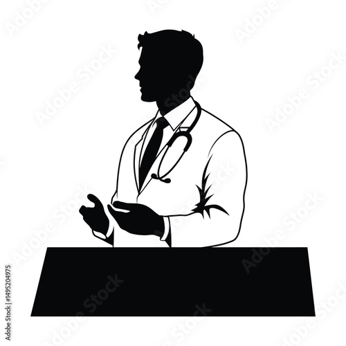 A doctor attending a professional development silhouette