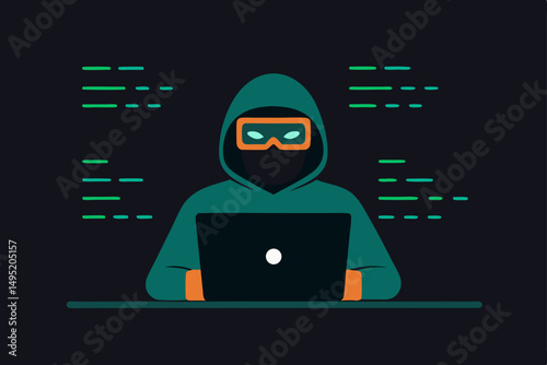 vector illustration of a man with a laptop