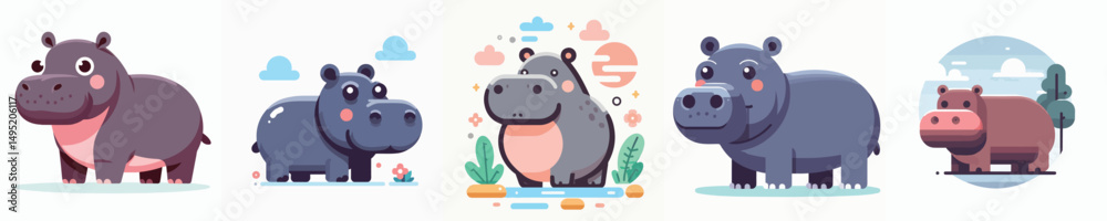 Fototapeta premium Vector of a Hippopotamus