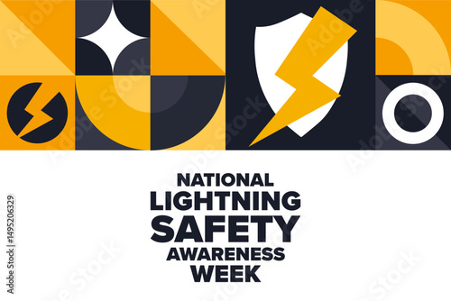 National Lightning Safety Awareness Week. Holiday concept. Template for background, banner, card, poster with text. Vector EPS10 illustration.
