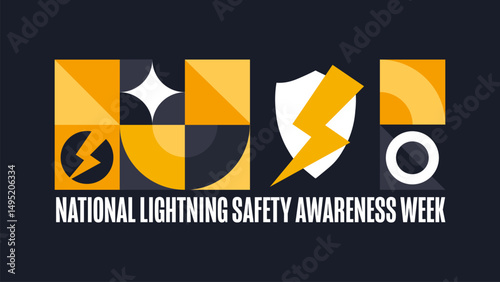 National Lightning Safety Awareness Week. Holiday concept. Template for background, banner, card, poster with text. Vector EPS10 illustration.