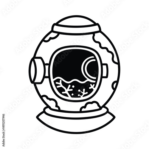 diver helmet covered algae