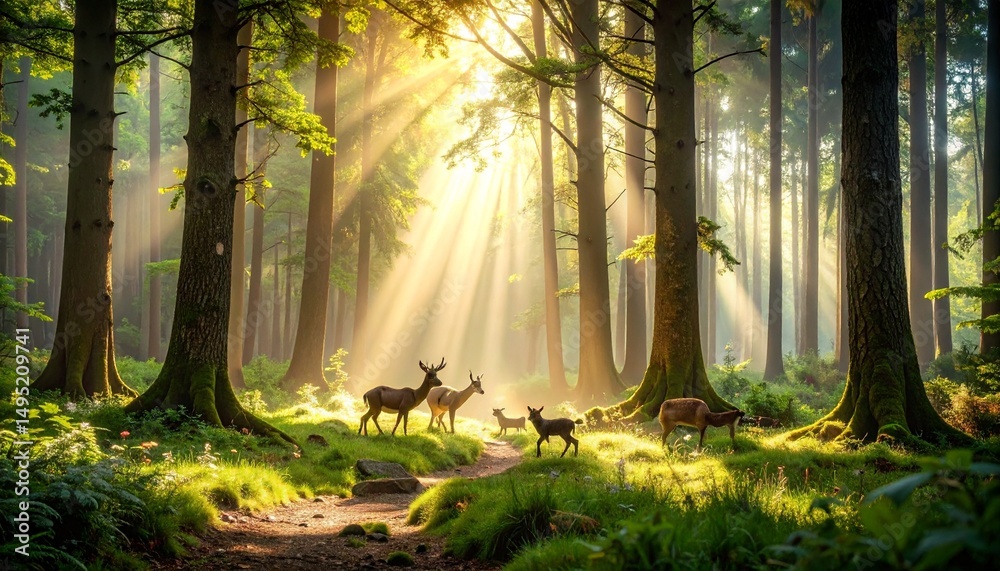Obraz premium World Environment Day Concept with Children Planting Trees and Eco Icons