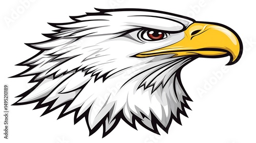 Detailed illustration of an eagle head facing to the right