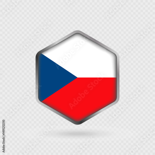 Czech Republic flag icon in hexagon shape.